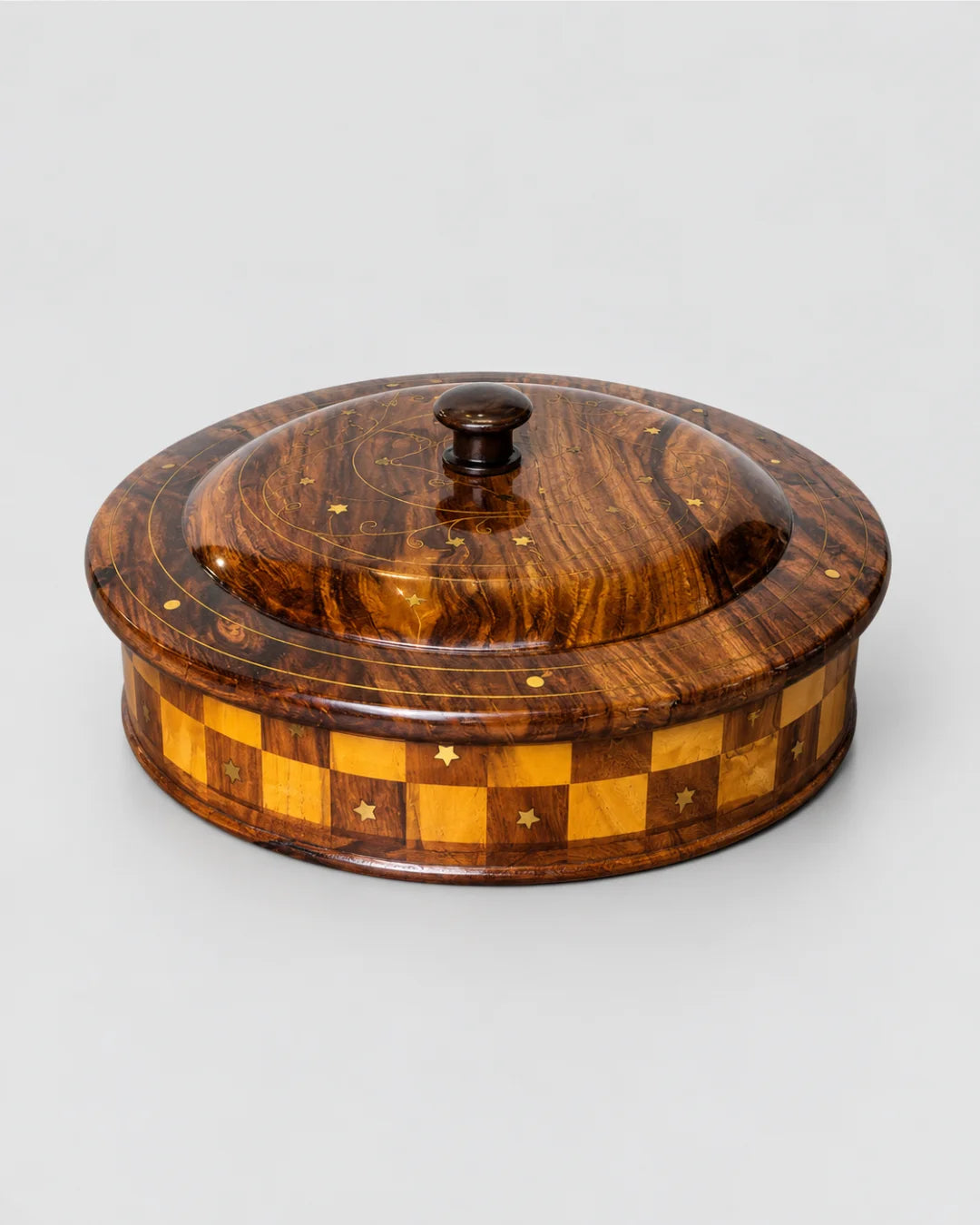Handcrafted Wooden Dry Fruit Box with Checkered Pattern
