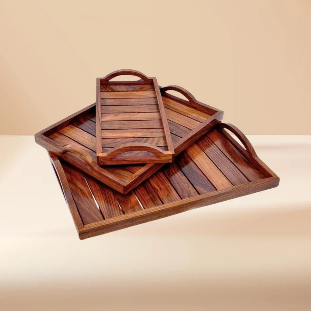 Wooden Serving Tray (Set of 3) - Woodistan