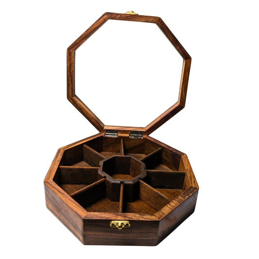 8 Portion Handcrafted Wooden Dry Fruit Box - Woodistan