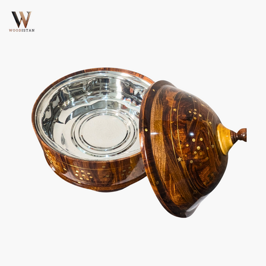 Heritage Wooden Dome Hot Pot With Stainless Steel Bowl
