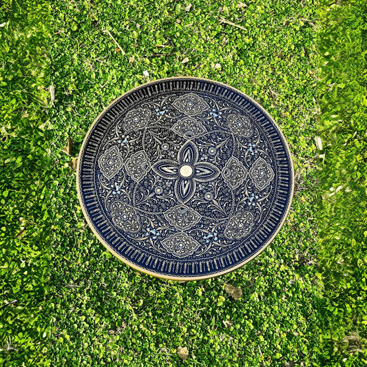 18″ Wooden Round Coffee Table – Jungle Blue Naqsheen Design