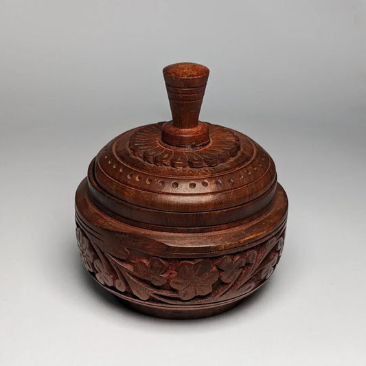 Hand Carved Wooden Candy Jar with Lid - Woodistan