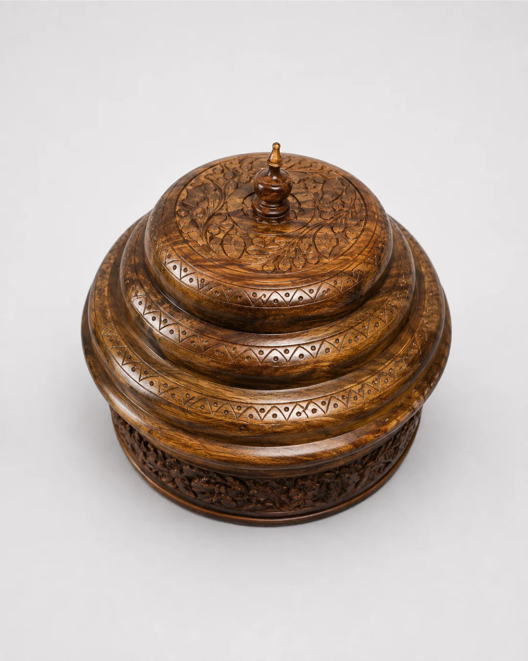 Colossal Wooden Hotpot — Hand-Carved Sheesham Wood with Stainless Steel Inner Bowl