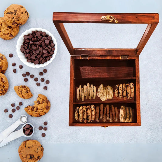 WOODEN CUTLERY BOX / COOKIES STORAGE BOX - Woodistan