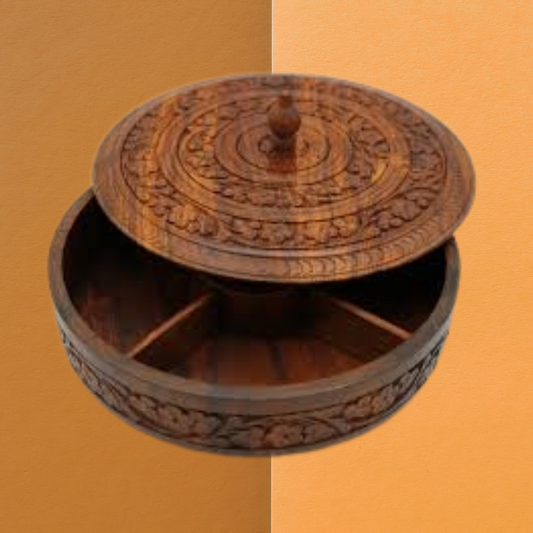 4-Portion Wooden Dry Fruit Box