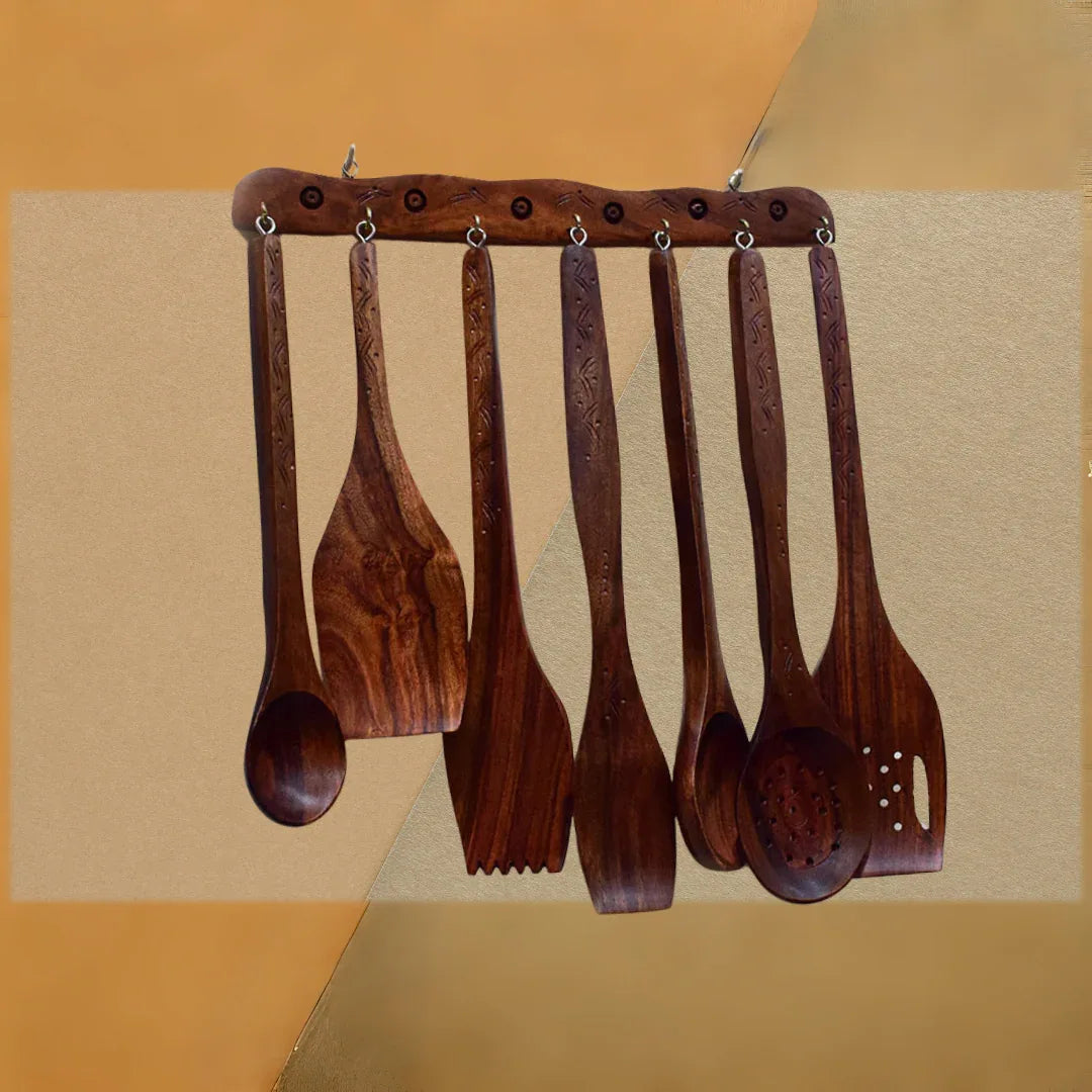Wooden Cooking Utensils Set (7 Pcs) - Woodistan
