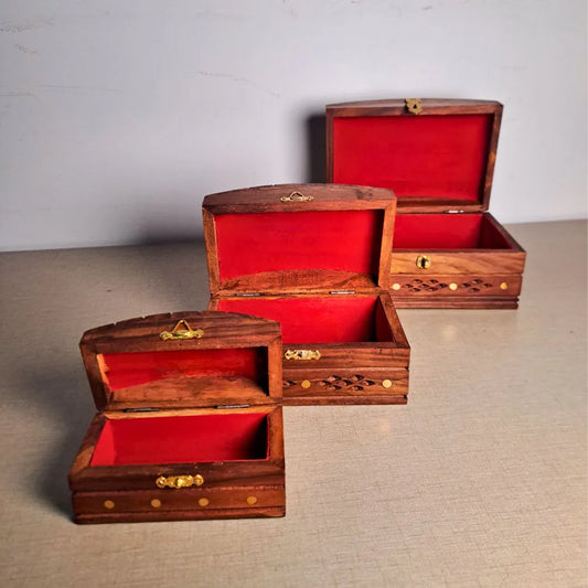 Set of 3 Wooden Jewelry Boxes "Heritage Chest Trio" - Woodistan