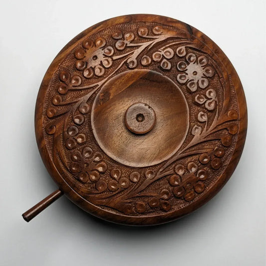 Hand-Carved Wooden Sugar Pot with Lid & Spoon - Woodistan
