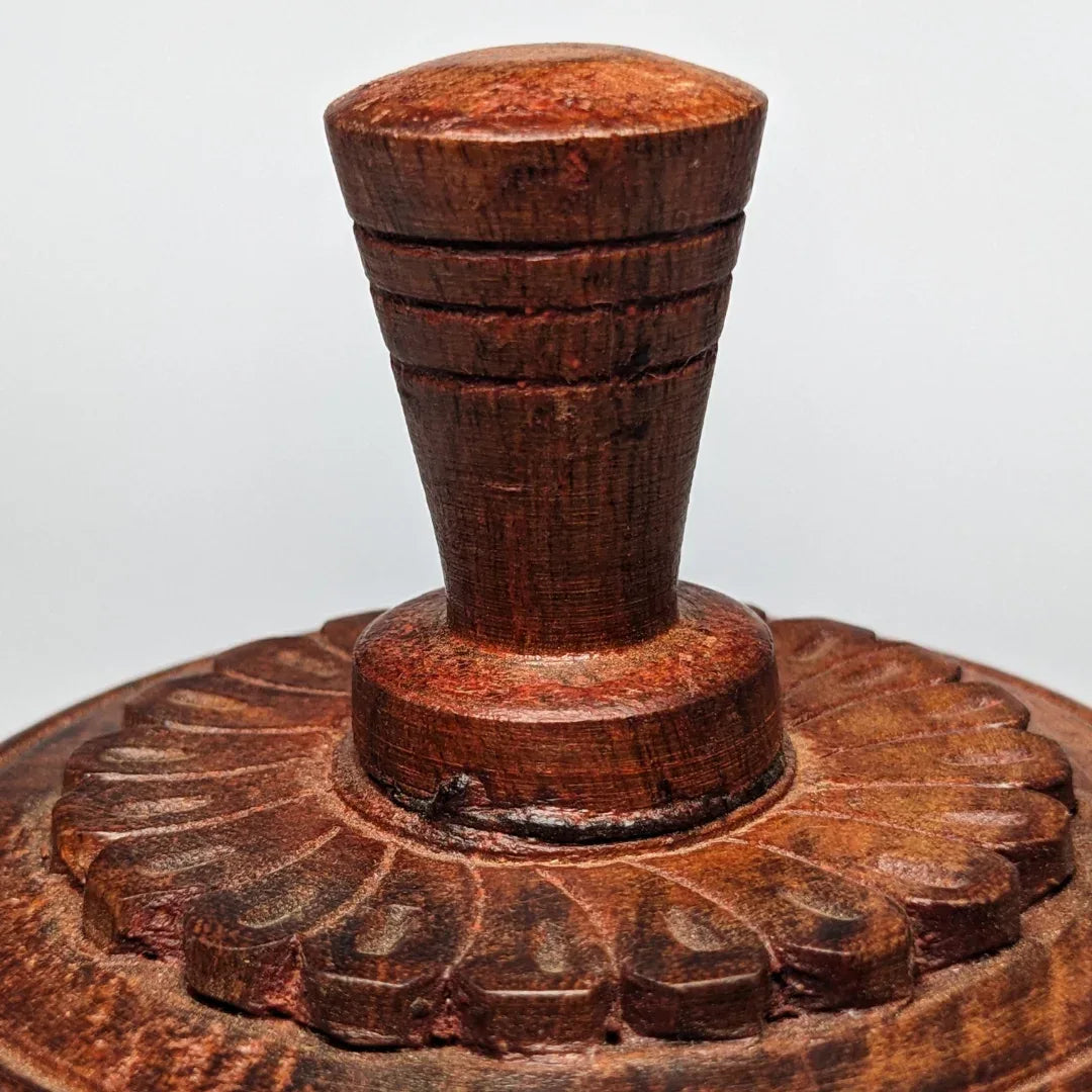 Hand Carved Wooden Candy Jar with Lid - Woodistan