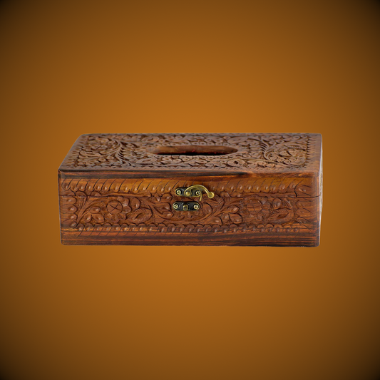 Wooden Tissue Box Holder Carving Art