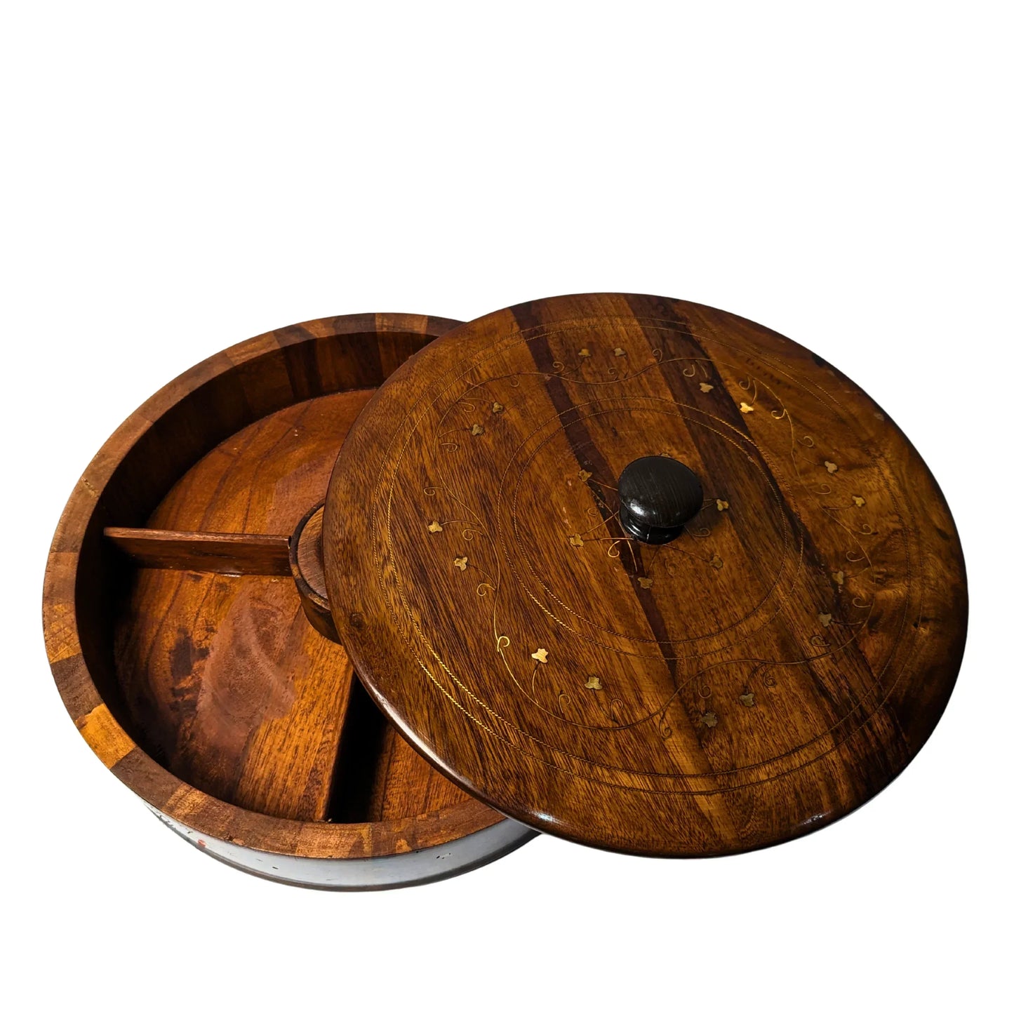 Wooden Dry Fruit Box with Brass Decor - Woodistan