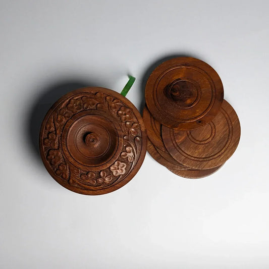 Wooden Tea Mats with Carving Art (Set of 06) - Woodistan