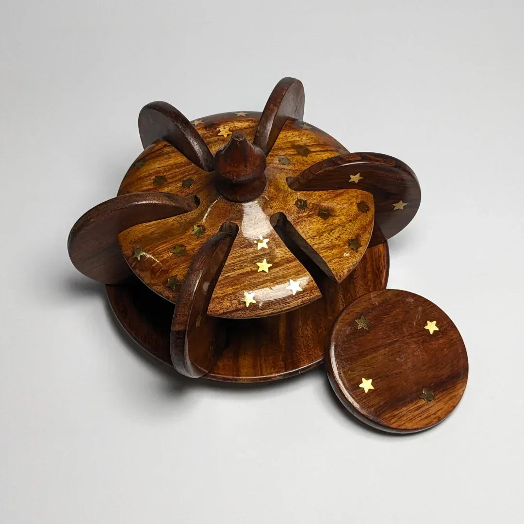 Wooden Tea Coaster Set with Bloom Stand - Woodistan