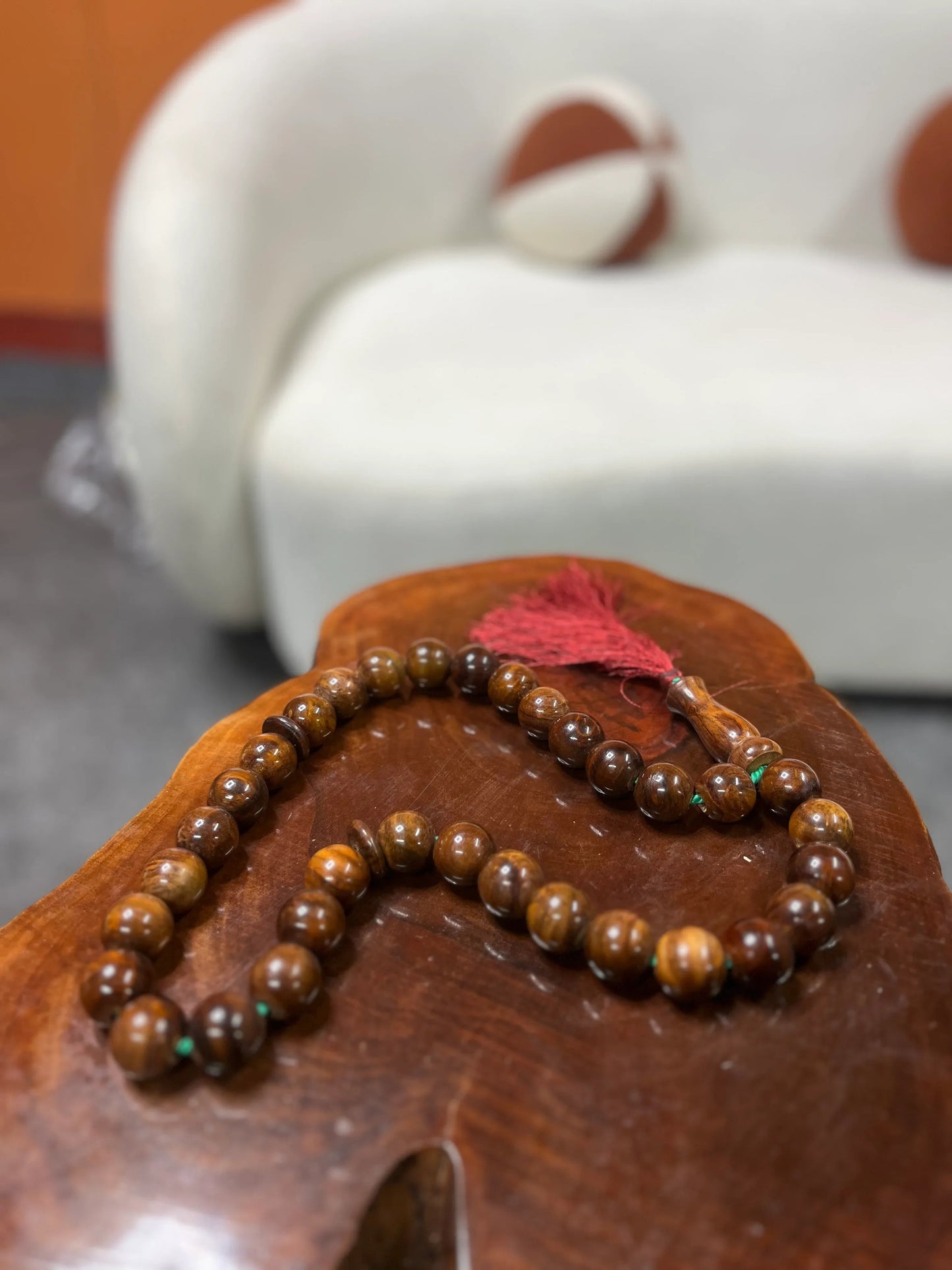 Natural Polished Brown Wood Prayer Tasbeeh - Woodistan