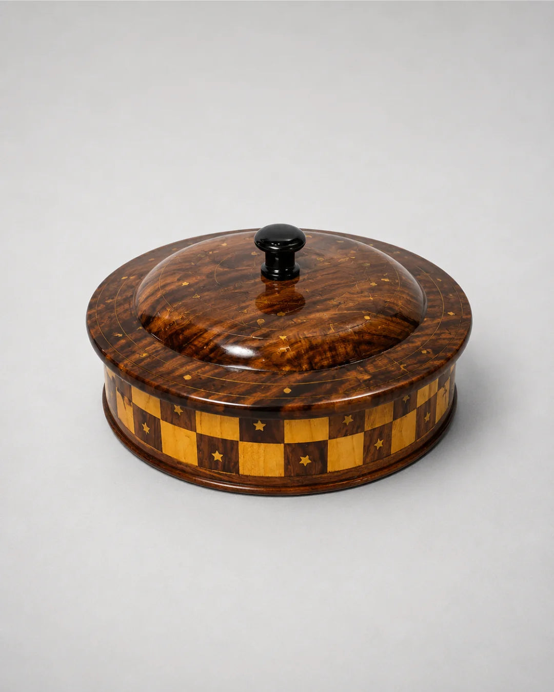 Handcrafted Wooden Dry Fruit Box with Checkered Pattern