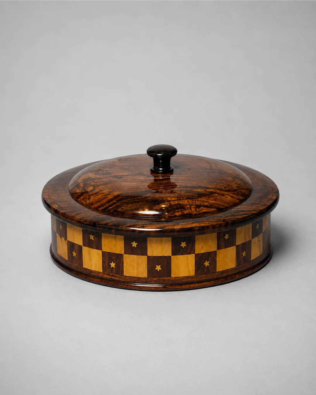 Handcrafted Wooden Dry Fruit Box with Checkered Pattern