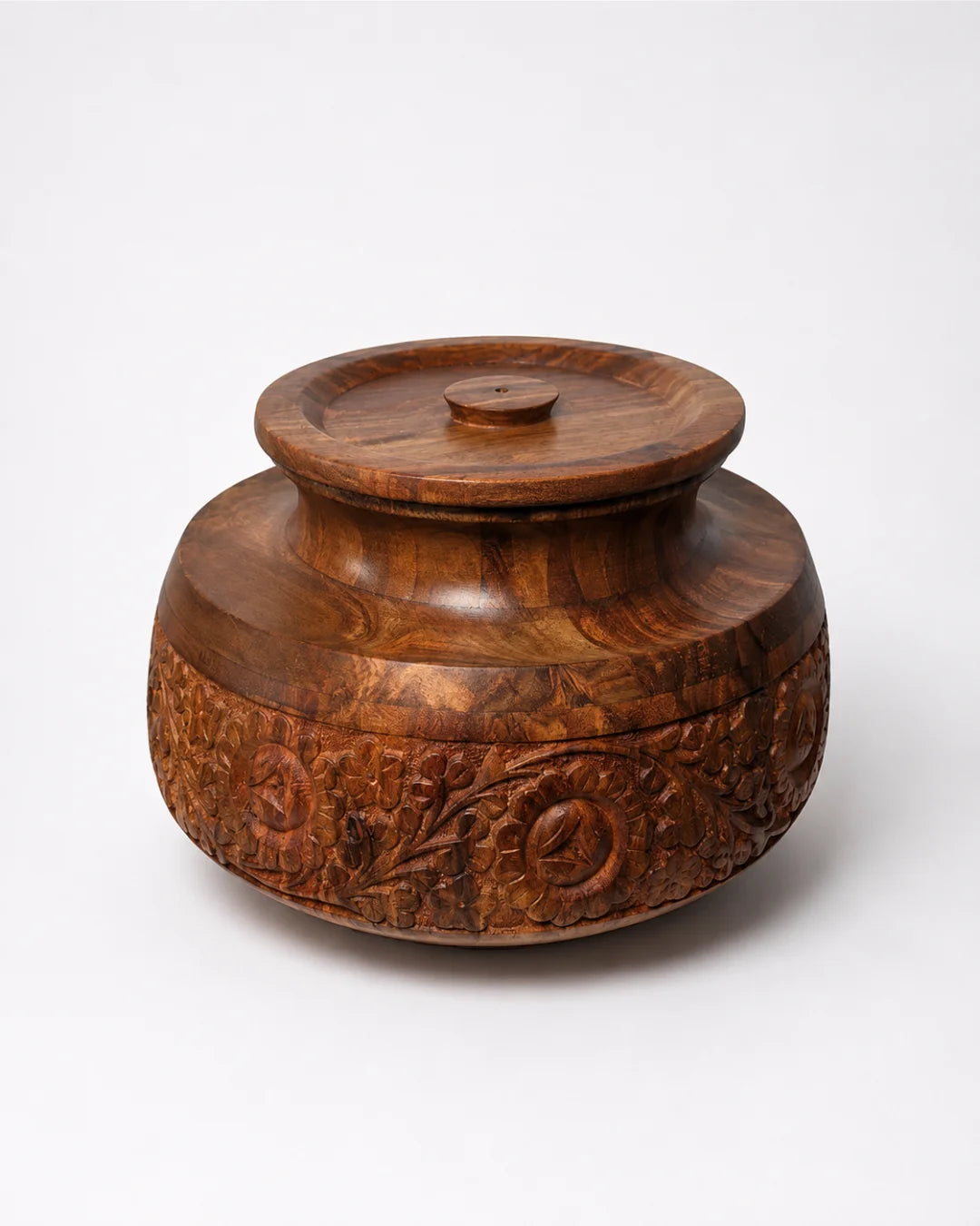 Handcrafted Wooden Daig-Style Hotpot — Hand-Carved Art, Deep Capacity for Large Families