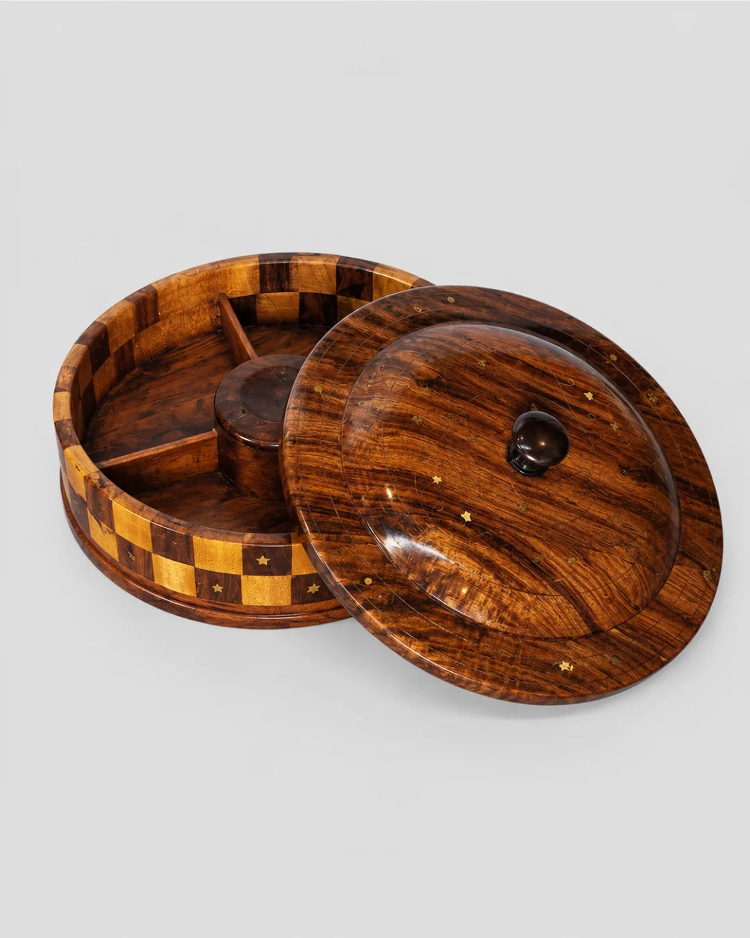 Handcrafted Wooden Dry Fruit Box with Checkered Pattern