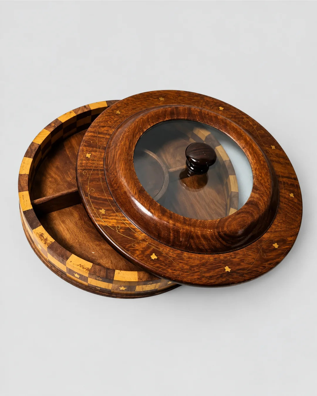 Handcrafted Wooden Dry Fruit Box - Checkered Design