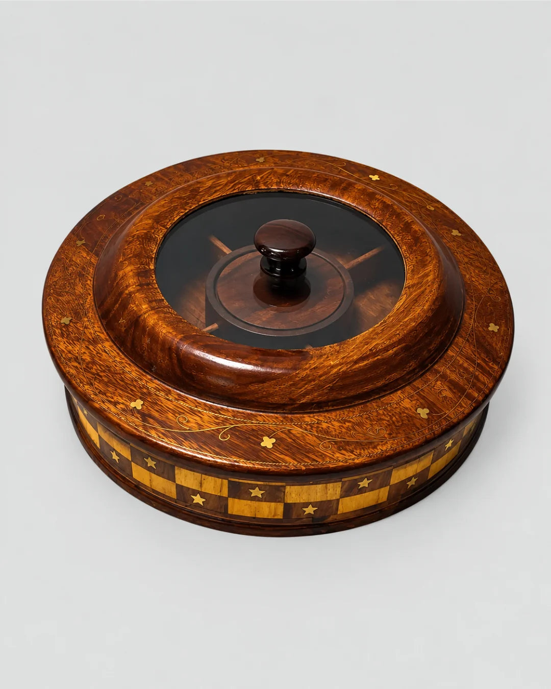 Handcrafted Wooden Dry Fruit Box - Checkered Design