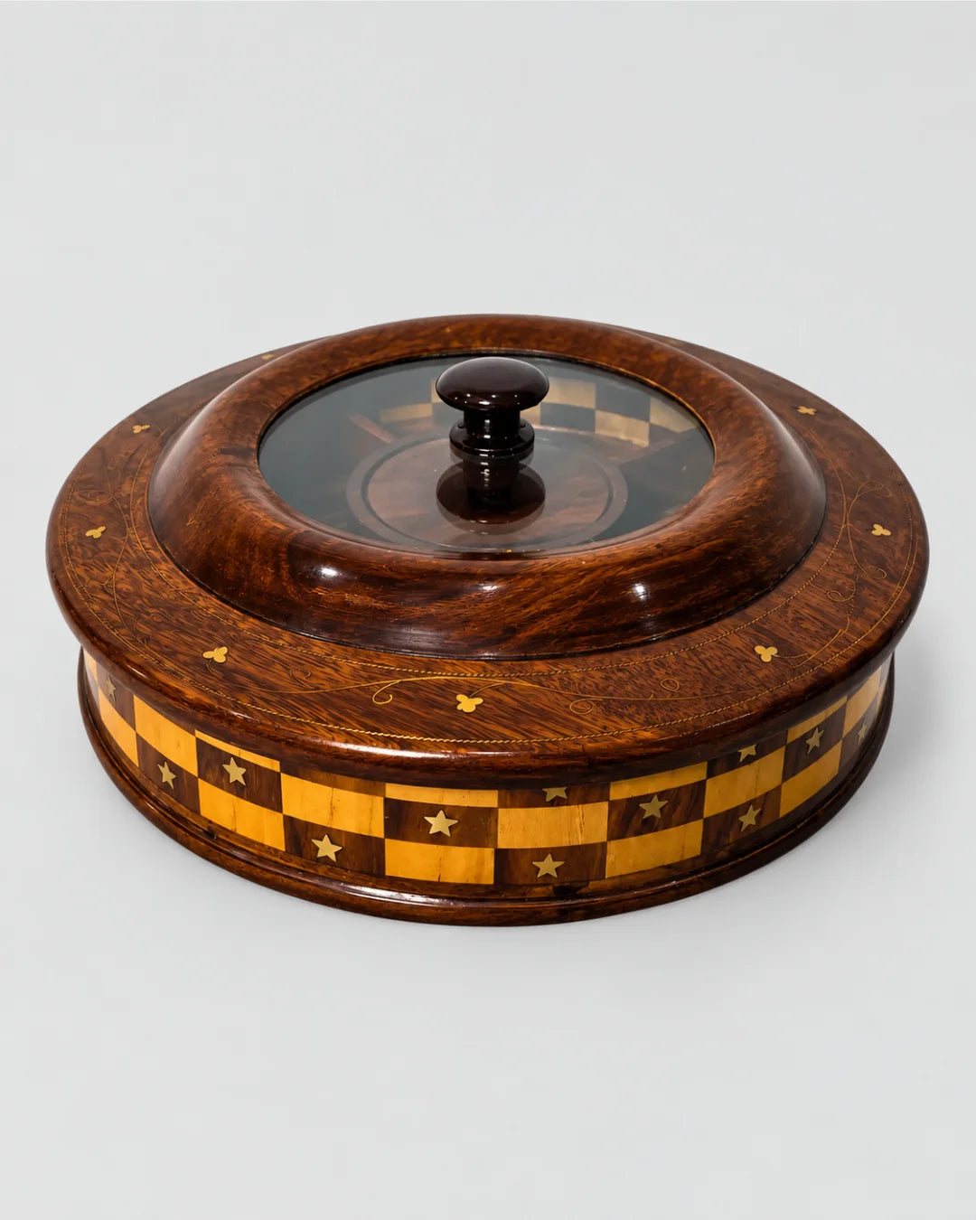 Handcrafted Wooden Dry Fruit Box - Checkered Design