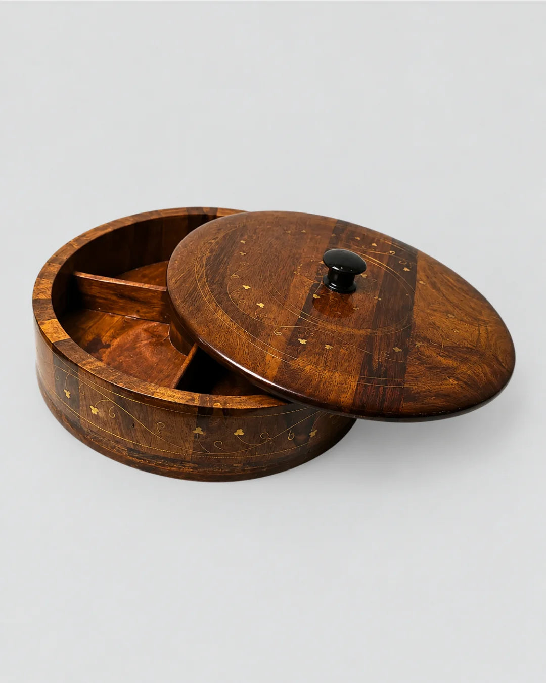 Wooden Dry Fruit Box with Brass Decor