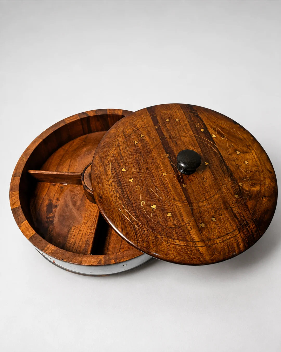 Wooden Dry Fruit Box with Brass Decor