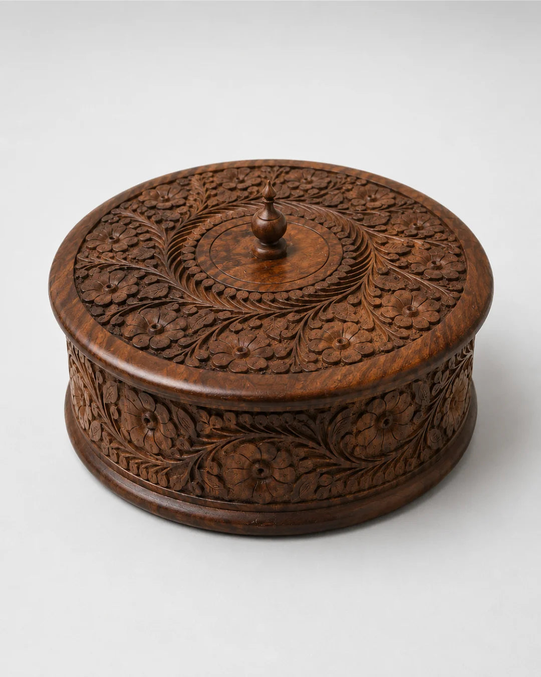 Handcrafted Wooden Chapati Hotpot — Hand-Carved Sheesham Wood, Keeps Rotis Warm