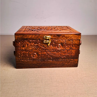 Set of 3 Hand Carved Wooden Jewelry Boxes - Timeless Elegance - Woodistan