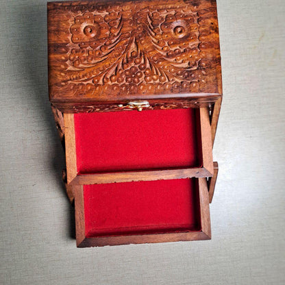 Set of 3 Hand Carved Wooden Jewelry Boxes - Timeless Elegance - Woodistan