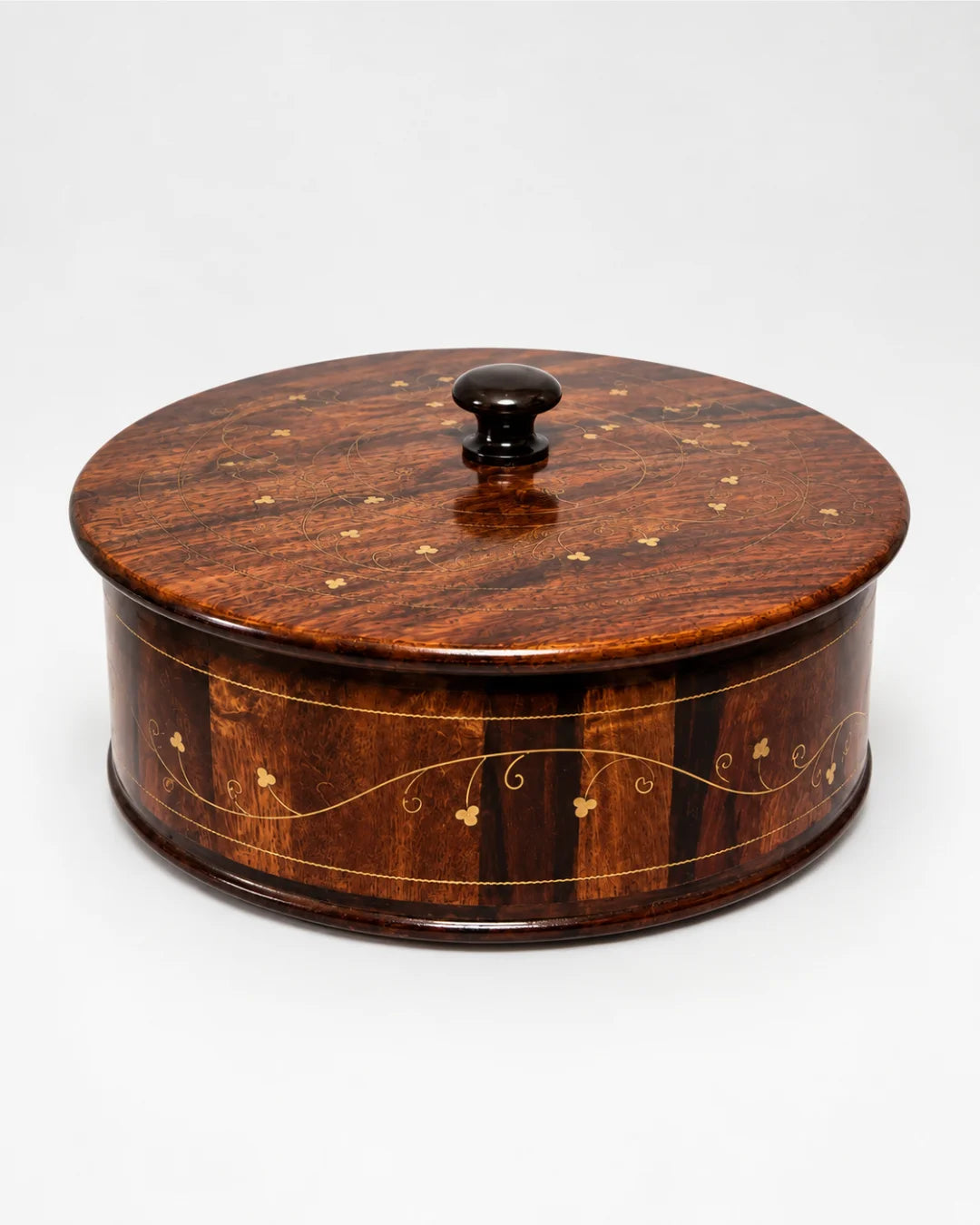 Handcrafted Wooden Chapati Hotpot — Real Brass Artwork on Sheesham Wood