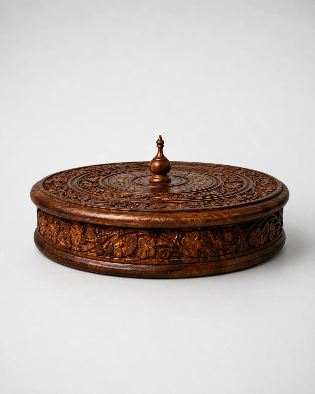 Handcrafted Wooden Dry Fruit Box with Traditional Carving