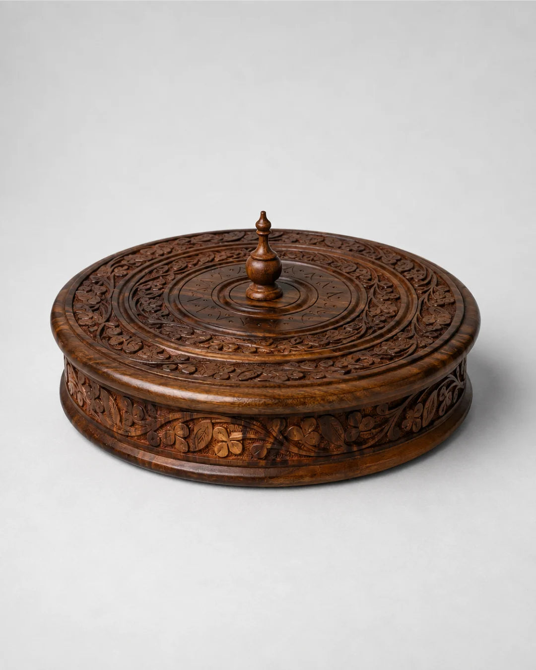 Handcrafted Wooden Dry Fruit Box with Traditional Carving
