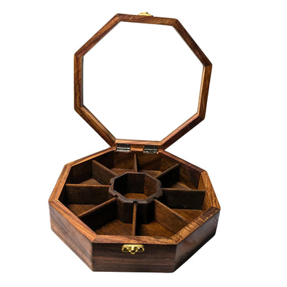 8 Portion Handcrafted Wooden Dry Fruit Box - Woodistan