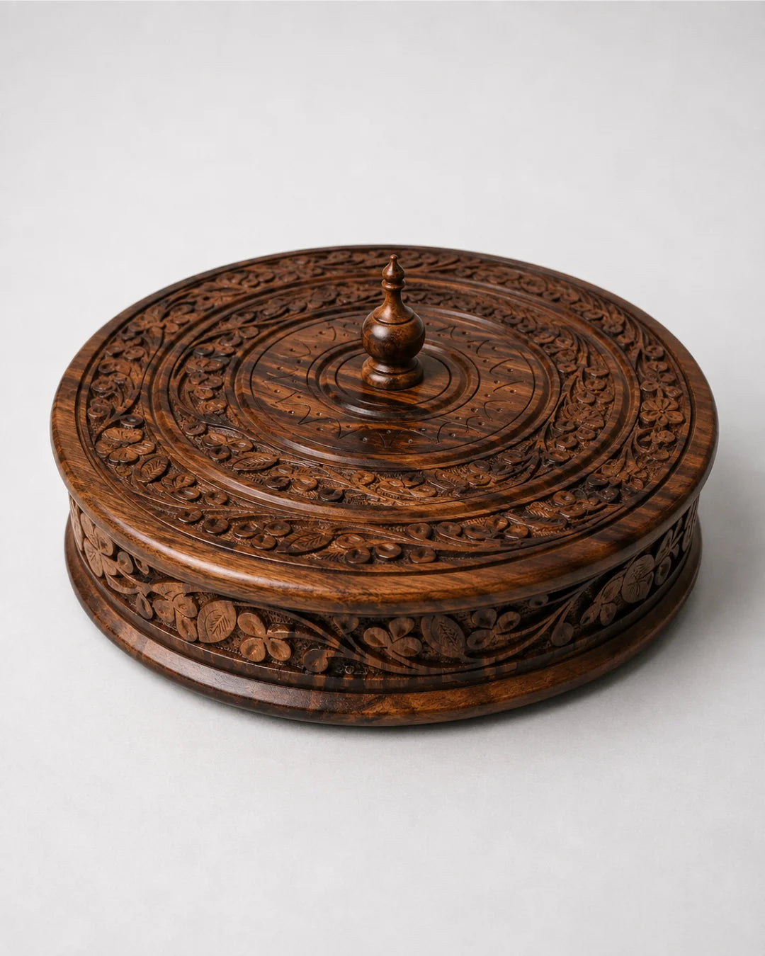 Handcrafted Wooden Dry Fruit Box with Traditional Carving