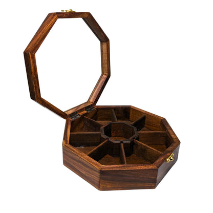 8 Portion Handcrafted Wooden Dry Fruit Box - Woodistan
