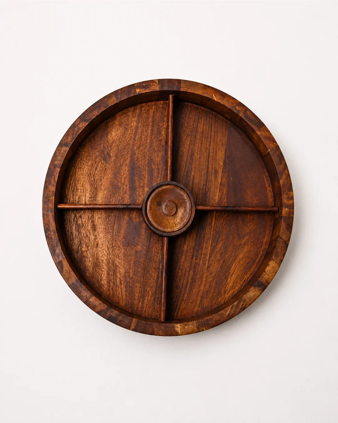 Wooden Dry Fruit Box with Glass Lid & Brass Art