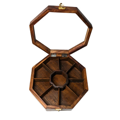 8 Portion Handcrafted Wooden Dry Fruit Box - Woodistan