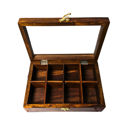 8 Portion Handmade Wooden Spices Box - Woodistan