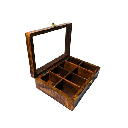 8 Portion Handmade Wooden Spices Box - Woodistan