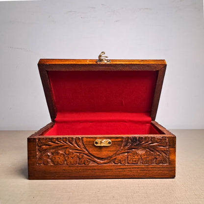 Set of 3 Hand Carved Wooden Jewelry Boxes - 6x9", 7x10", and 8x12" - Woodistan