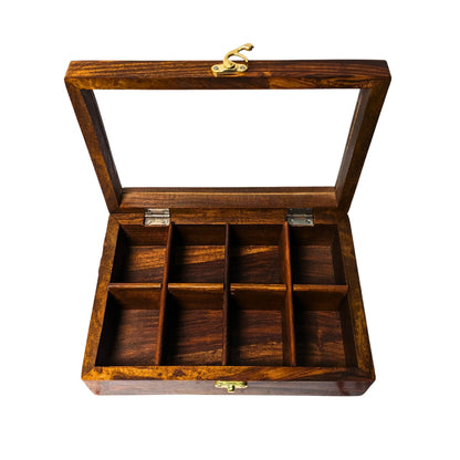 8 Portion Handmade Wooden Spices Box - Woodistan