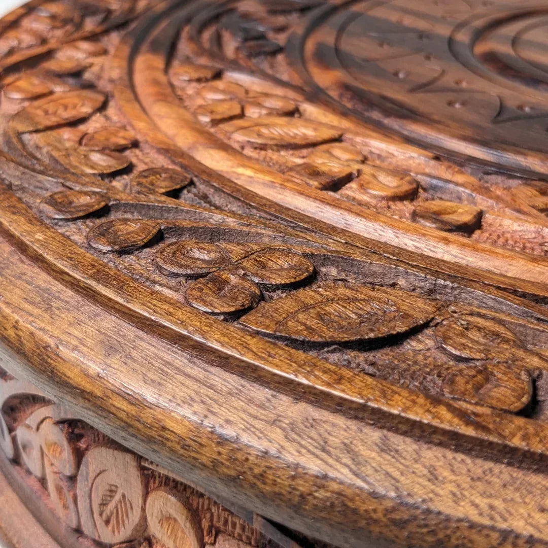 Handcrafted Wooden Dry Fruit Box with Traditional Carving - Woodistan