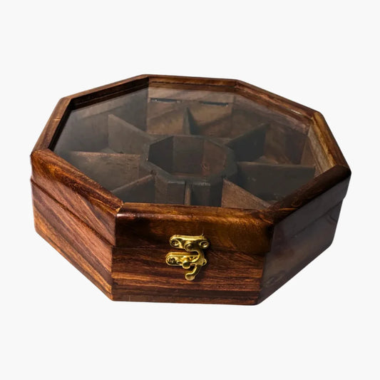8 Portion Handcrafted Wooden Dry Fruit Box