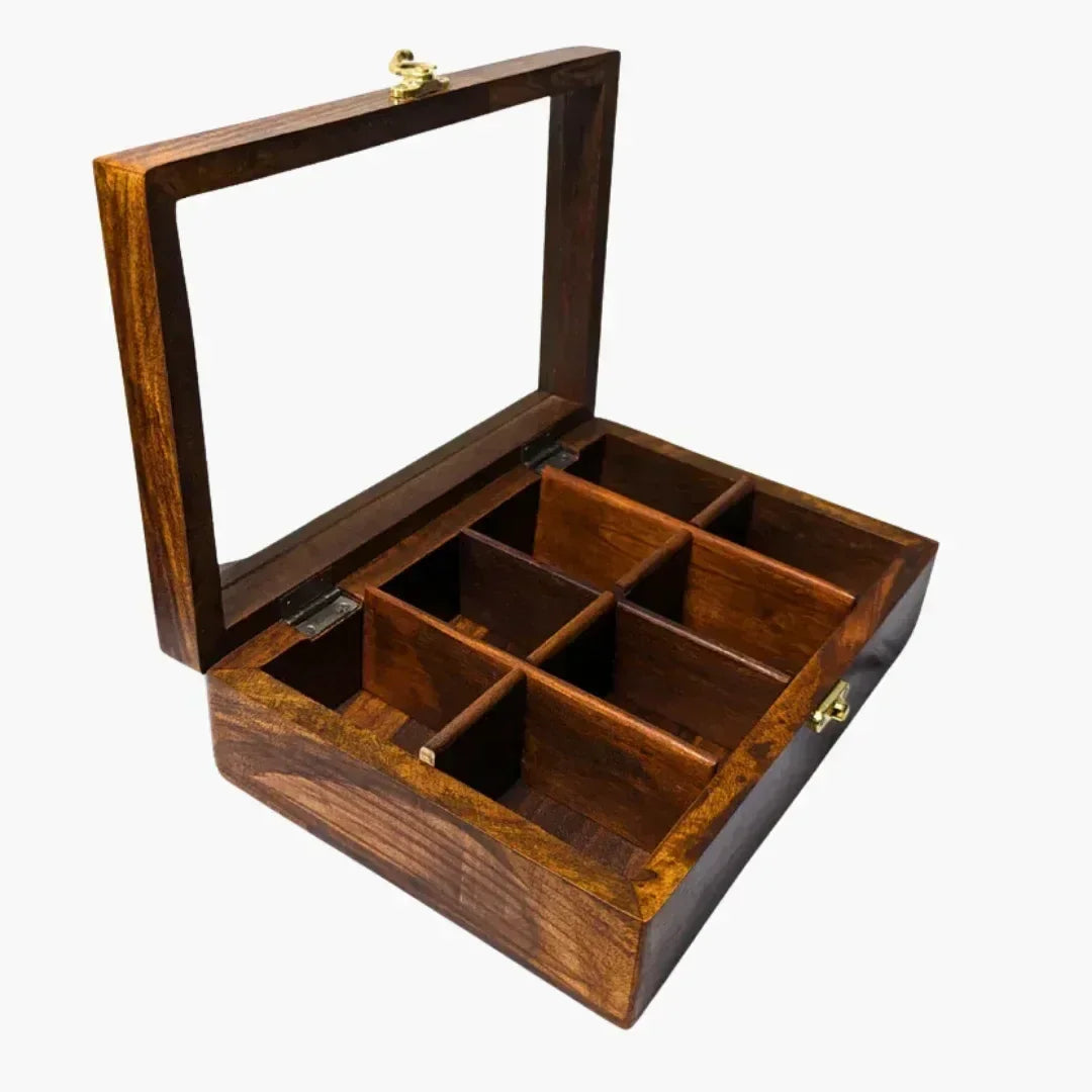 8 Portion Handmade Wooden Spices Box - Woodistan