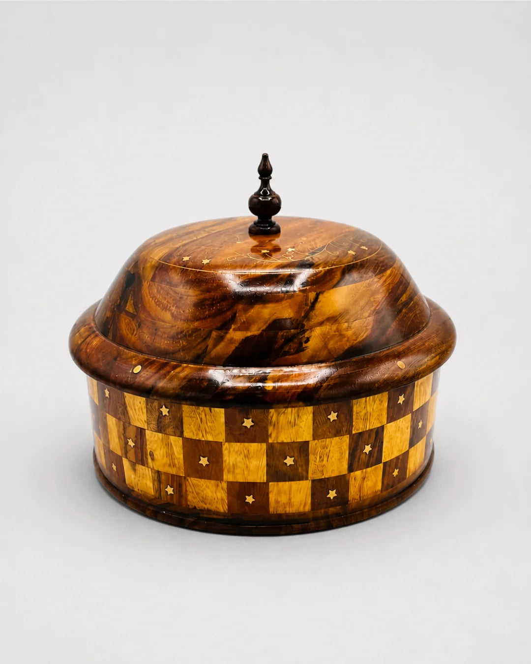 Handcrafted Wooden Checkered Hotpot with Stainless Steel Inner Bowl — Hygienic, Beautiful, Warm