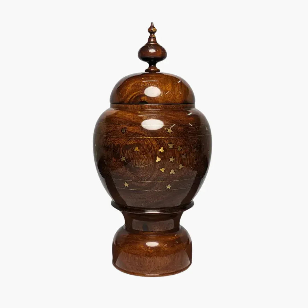 Wooden Brass Art Candy Jar with Lid - Woodistan