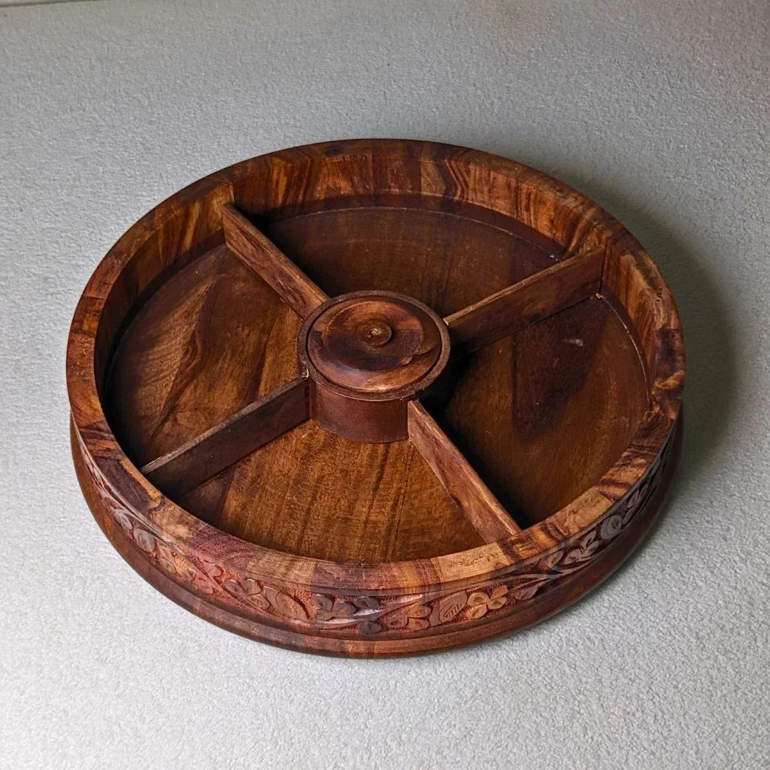 Handcrafted Wooden Dry Fruit Box with Traditional Carving - Woodistan