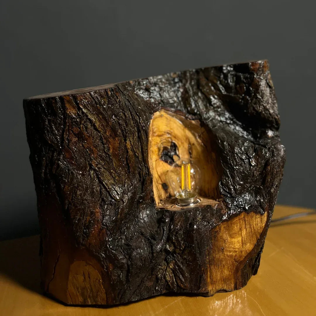 The Cavern Lamp – Handcrafted Live Edge Lamp - Woodistan