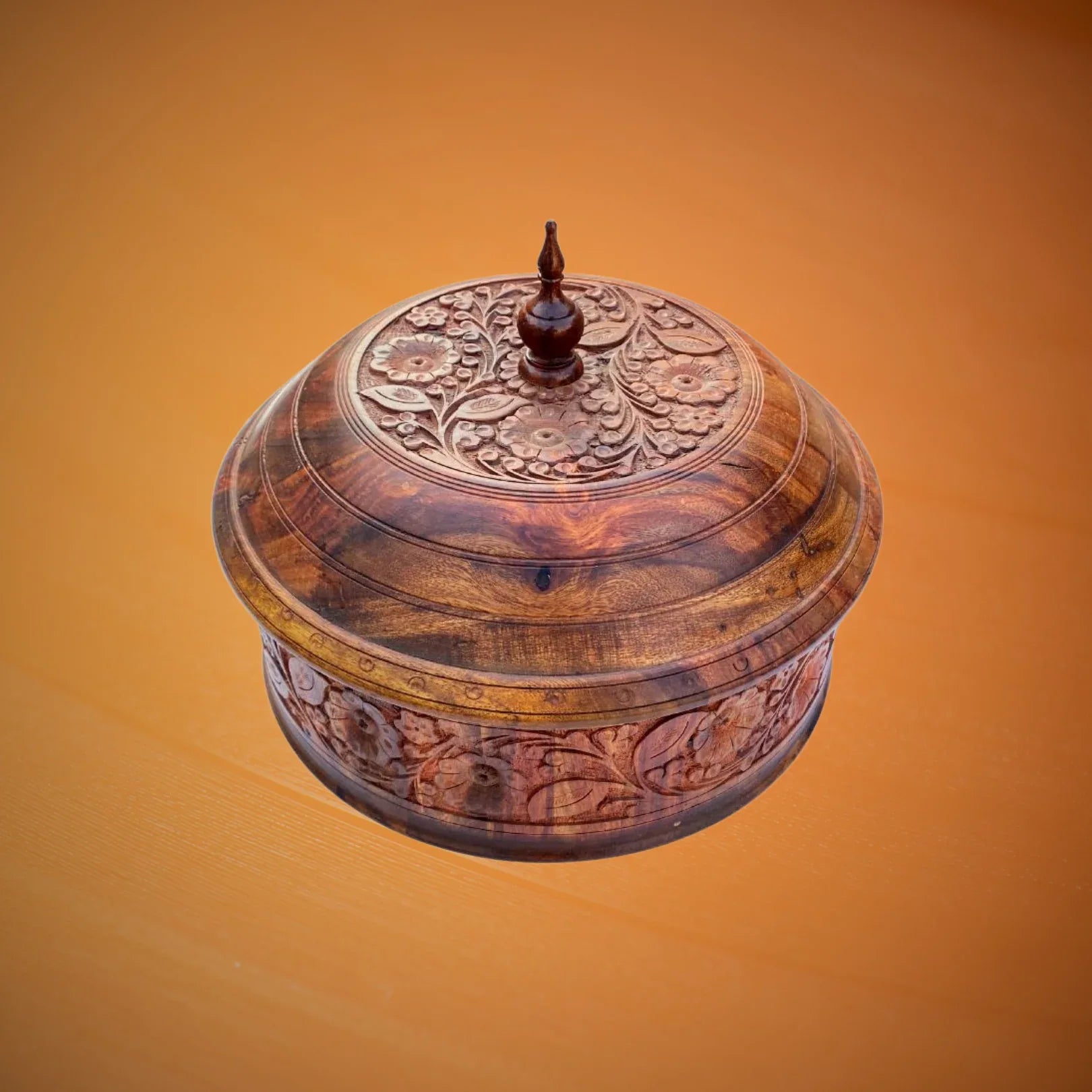 Rustic Hand-Carved Wooden Hotpot with Steel Bowl - Woodistan